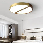 Plafonnier Led Rond Bois Métal Doré Luminaire Chambre