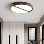 Plafonnier Led Rond Bois Métal Doré Luminaire Chambre