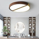 Plafonnier Led Rond Bois Métal Doré Luminaire Chambre