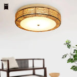 Plafonnier Rattan Led Rond En Osier Luminaire Chambre