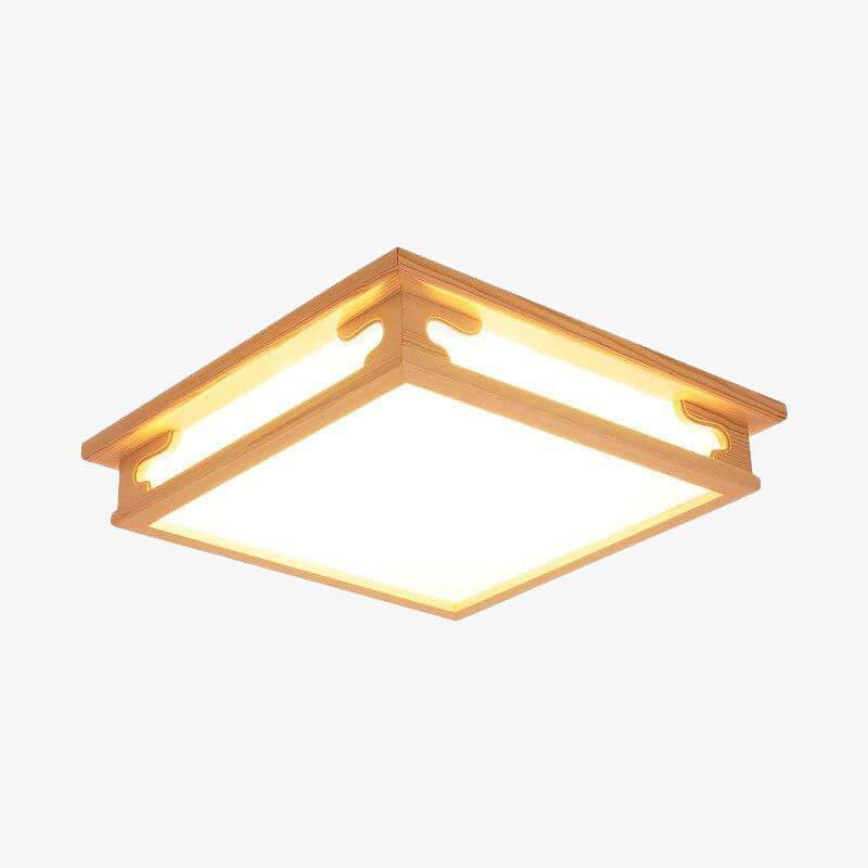 Lustre LED Carré Vintage Bois Coffee