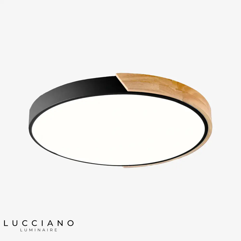 Plafonnier Rond Coloré Métallique Leonidas Noir / 30 Cm - 18W Chaude Luminaire Chambre