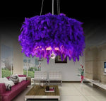 Plafonnier Rond En Plumes Multicolores Luminaire Chambre