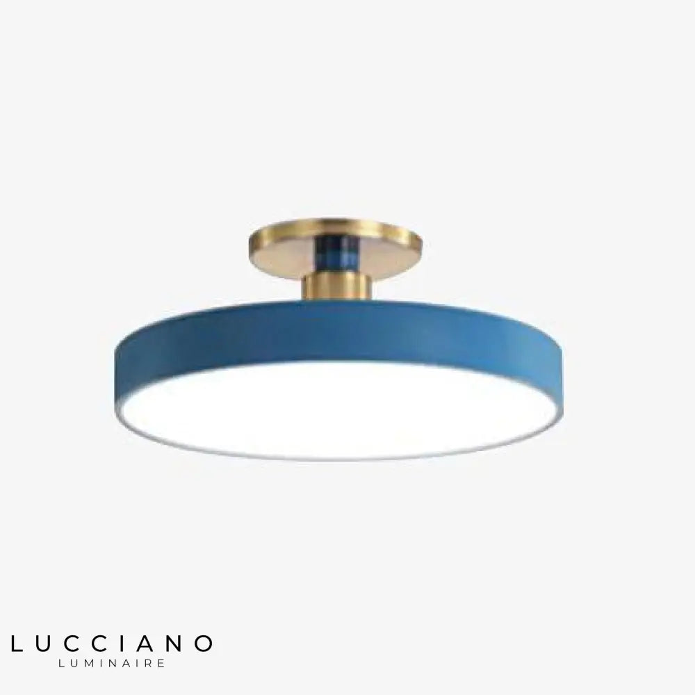 Plafonnier Rond Led Avec Support Doré Bleu / Froide 30Cm Luminaire Chambre