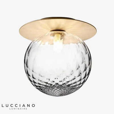 Plafonnier Rond LED Boule Verre Doré
