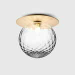 Plafonnier Rond Led Boule Verre Doré Luminaire Chambre