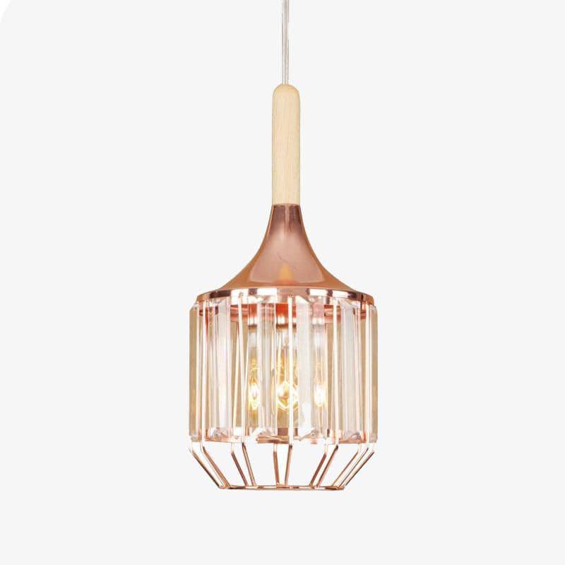 Suspension LED rose gold et cristal