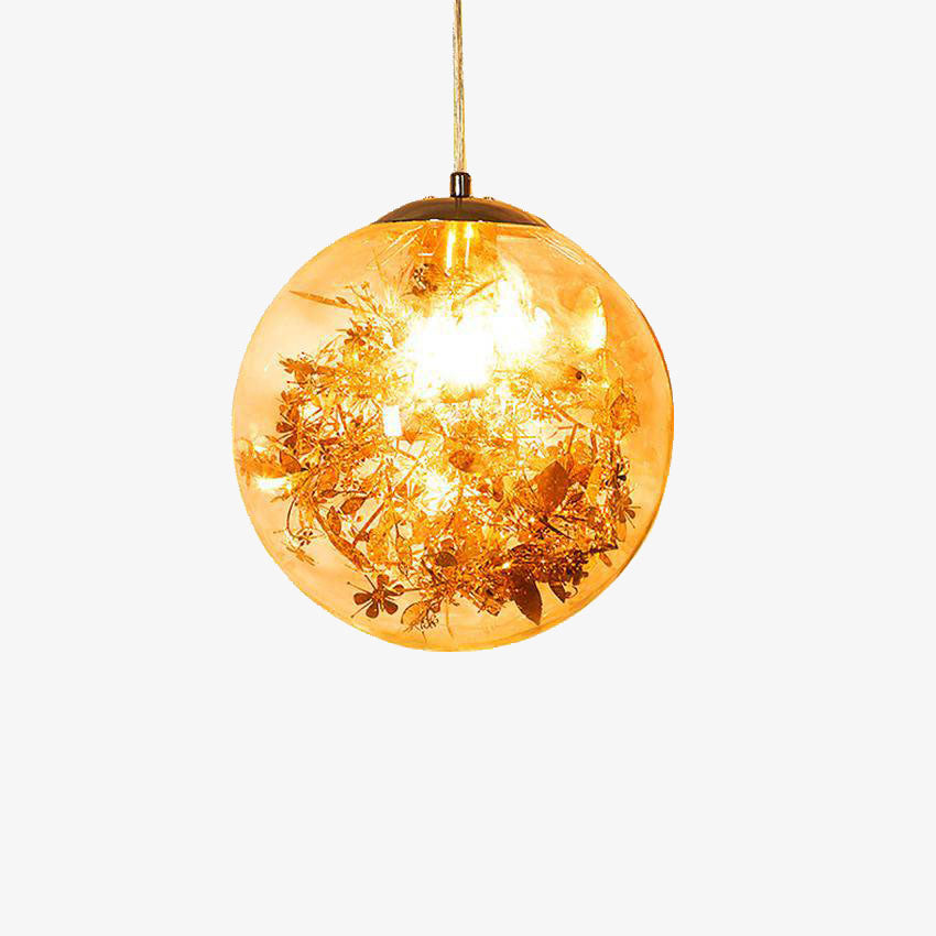 LED boule verre feuilles chromées.