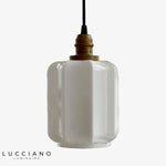 Samy Suspension Vintage Verre Blanc Luminaire Cuivre