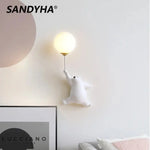 Sandyha Ours Led Lune Chambre Enfants Applique Murale