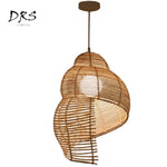 Spirale En Bois Asiatique Suspendue Luminaire Chambre