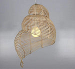 Spirale En Bois Asiatique Suspendue Marron Clair / 25X40Cm Luminaire Chambre