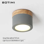 Spots Led Cylindriques Base Bois Gris Luminaire Chambre