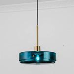 Suspension Arrondie Verre Bleu Harpais Horizontale Luminaire Chambre