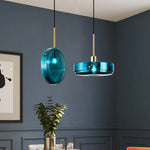 Suspension Arrondie Verre Bleu Harpais Luminaire Chambre