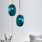 Suspension Arrondie Verre Bleu Harpais Luminaire Chambre