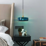 Suspension Arrondie Verre Bleu Harpais Luminaire Chambre