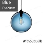 Suspension Blubble: Boule Verre Coloré/Fumé Bleu Luminaire Chambre