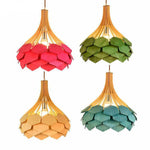 Suspension Bois Et Pétales Colorés Luminaire Chambre