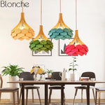 Suspension Bois Et Pétales Colorés Luminaire Chambre