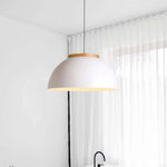 Suspension Bol Blanc Métal Bois Luminaire Chambre