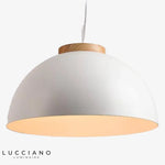 Suspension Bol Blanc Métal Bois Luminaire Chambre