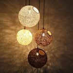 Suspension Boule Tissu Wicker Luminaire Chambre