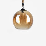 Suspension Boule Verre Ambré Sur Corde Luminaire Chambre