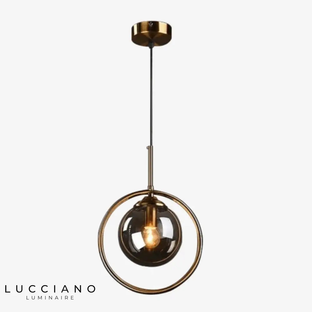 Suspension Boule Verre Fumé Hang Fumé Avec Cercle Luminaire Chambre