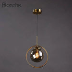 Suspension Boule Verre Fumé Hang Luminaire Chambre