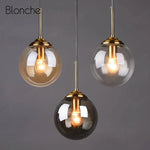 Suspension Boule Verre Fumé Hang Luminaire Chambre