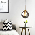 Suspension Boule Verre Fumé Hang Luminaire Chambre