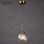 Suspension Boule Verre Fumé Hang Transparent Luminaire Chambre