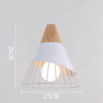 Suspension Cage Métal Et Bois Blanc Luminaire Chambre