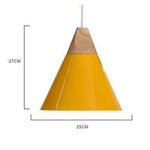 Suspension Conique Bois-Aluminium Jaune - Large Luminaire Chambre