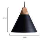 Suspension Conique Bois-Aluminium Noir - Large Luminaire Chambre