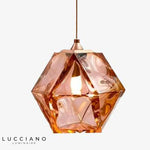 Suspension Cristal Diamant Coloré Rose Luminaire Chambre