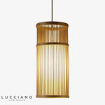 Suspension Cylindrique Led Bambou Cage Luminaire Chambre