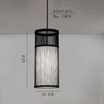 Suspension Cylindrique Led Bambou Cage Noir Luminaire Chambre