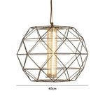 Suspension Design Cage Géométrique Fine A - Doré 40Cm Luminaire Doré