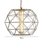 Suspension Design Cage Géométrique Fine A - Doré 60Cm Luminaire Doré