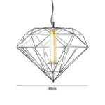 Suspension Design Cage Géométrique Fine B - Argenté 40Cm Luminaire Doré