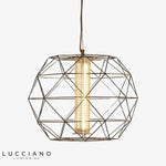 Suspension Design Cage Géométrique Fine Luminaire Doré