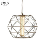 Suspension Design Cage Géométrique Fine Luminaire Doré