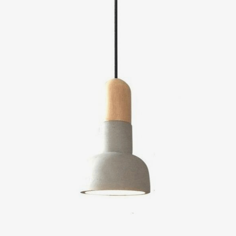 Suspension LED bois ciment arrondie Loft