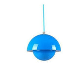 Suspension Design Led Clizia Fleur Couleur Bleu Luminaire Doré