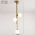 Suspension Dorée Moderne Avec Boules En Verre 3 Lampes - Blanc Luminaire Chambre