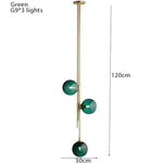 Suspension Dorée Moderne Avec Boules En Verre 3 Lampes - Vert Luminaire Chambre