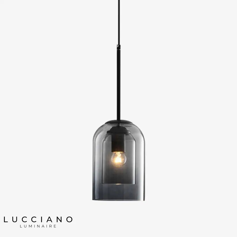 Suspension Double Tube Verre Fumé Gris Luminaire Chambre