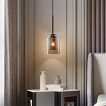 Suspension Double Tube Verre Fumé Luminaire Chambre